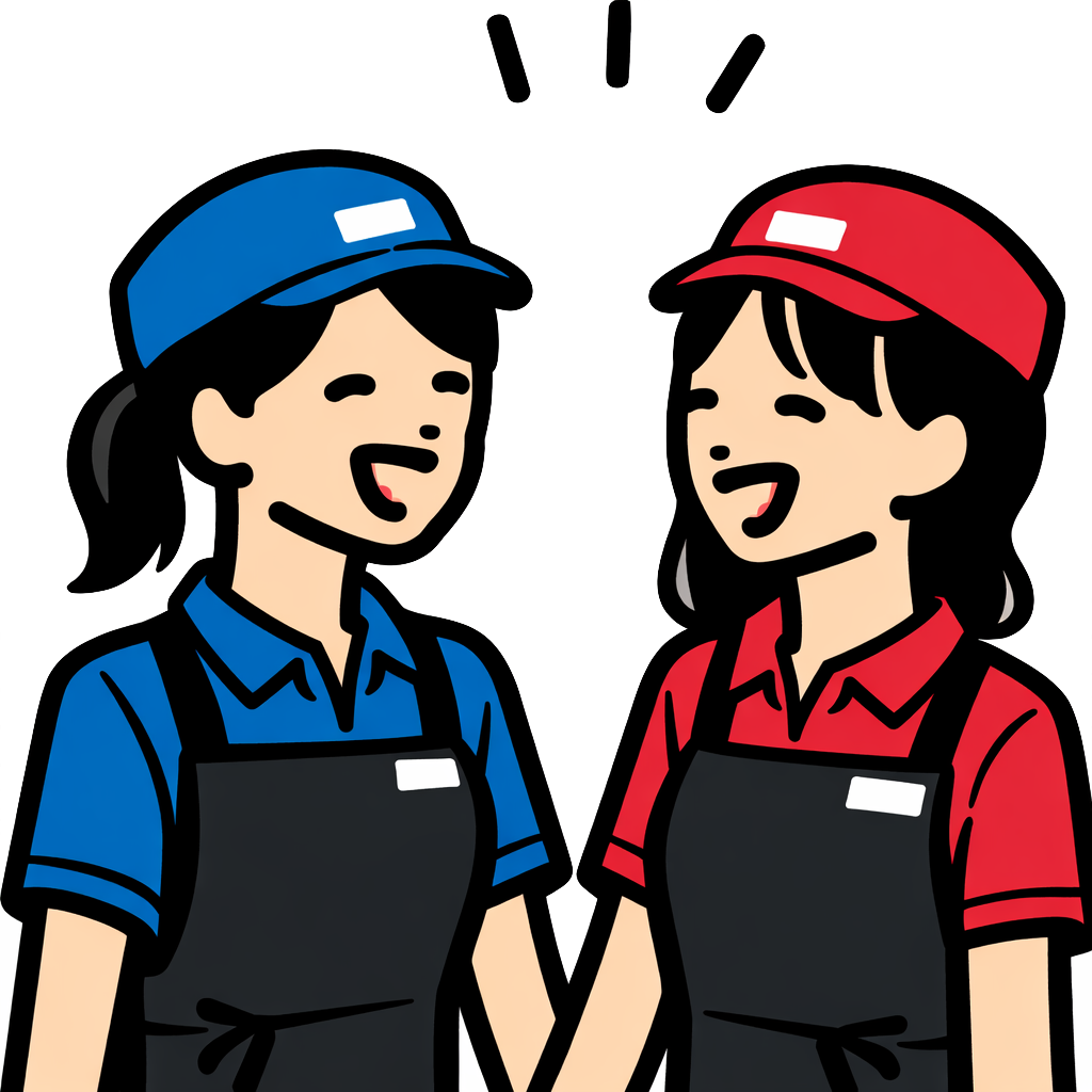 笑顔で会話するスタッフ